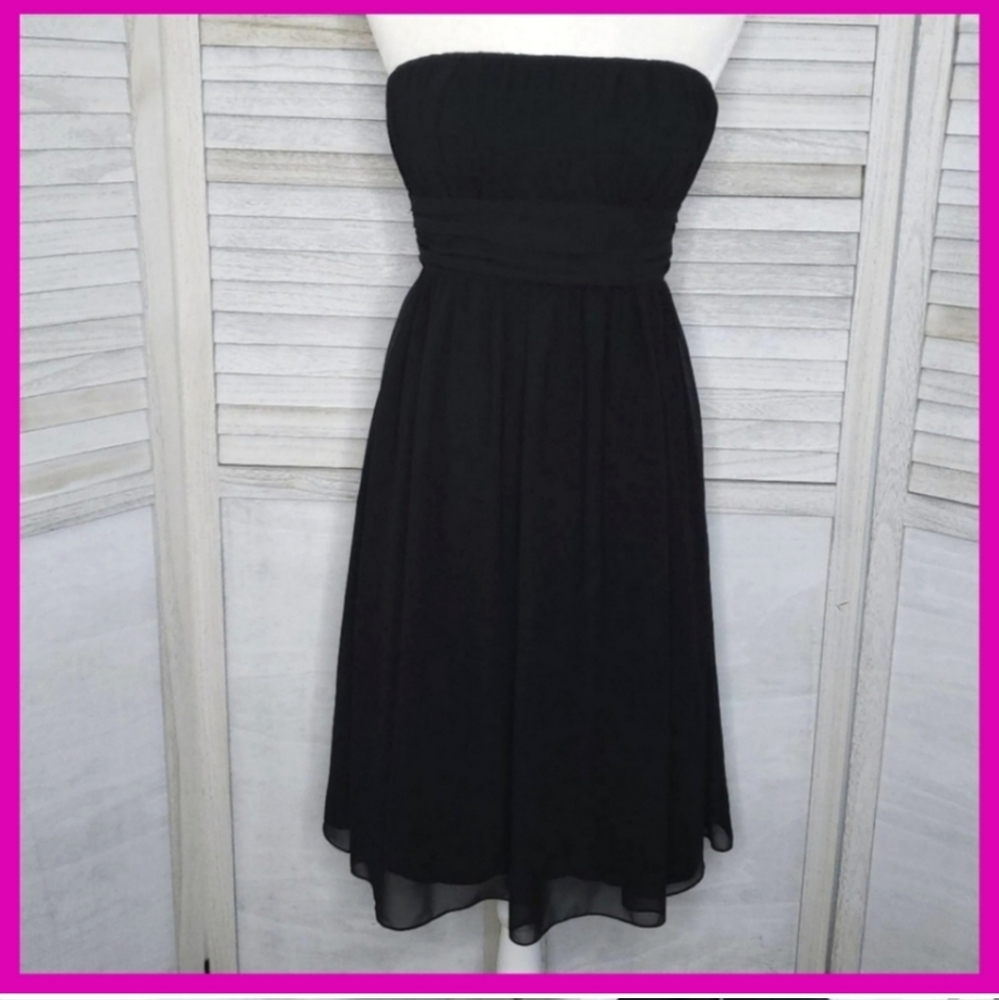 Bill Levkoff Strapless Black Lined Short Dress 8 Womens Chiffon Chic Medium